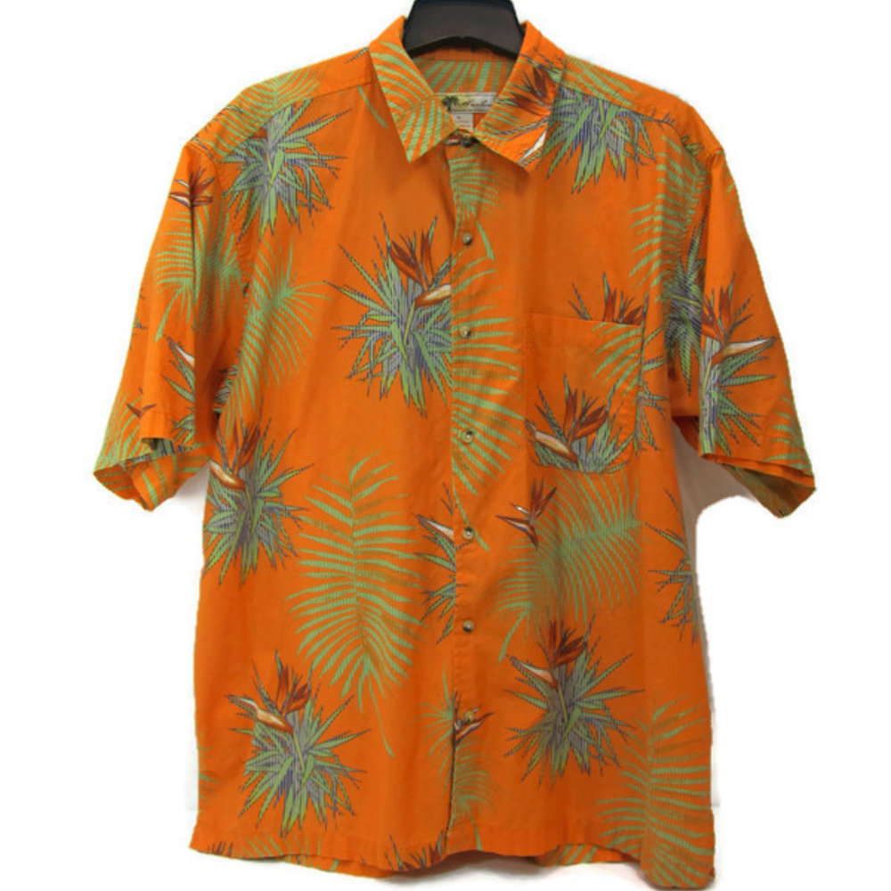 Joe Marlin Mens Hawaiian Print Button Down Floral